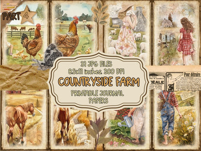 Countryside Farm Journal Pages (P4) Barnyard Stationery - Wonders Artist