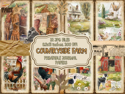Countryside Farm Journal Pages (P6) Barnyard Stationery - Wonders Artist