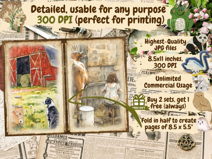 Countryside Farm Journal Pages (P6) Barnyard Stationery - Wonders Artist