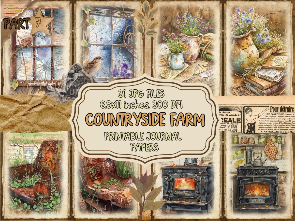 Countryside Farm Journal Pages (P7) Barnyard Stationery - Wonders Artist