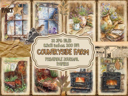 Countryside Farm Journal Pages (P7) Barnyard Stationery - Wonders Artist