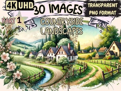 Countryside Landscapes Clipart cottagecore clipart - Wonders Artist