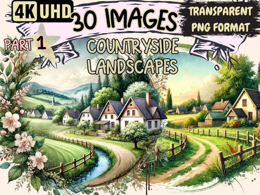 Countryside Landscapes Clipart cottagecore clipart - Wonders Artist