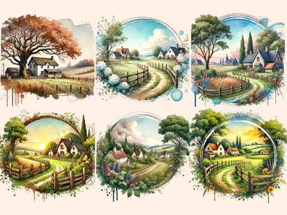 Countryside Landscapes (P2) Clipart cottagecore clipart - Wonders Artist