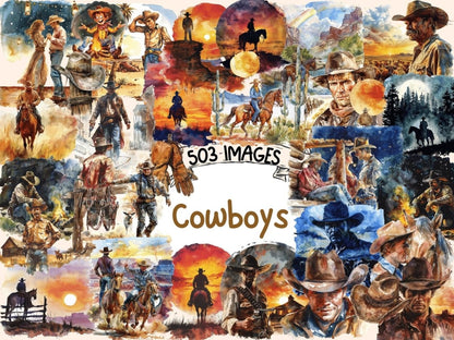 Cowboy Watercolor Clipart cowboy art - Wonders Artist