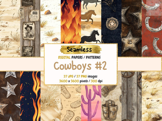 Cowboys #2 Seamless Digital Paper - High - Quality Instant Digital Download for Creative Projects