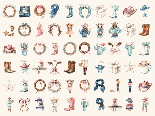 Cowgirl Christmas Watercolor Clipart