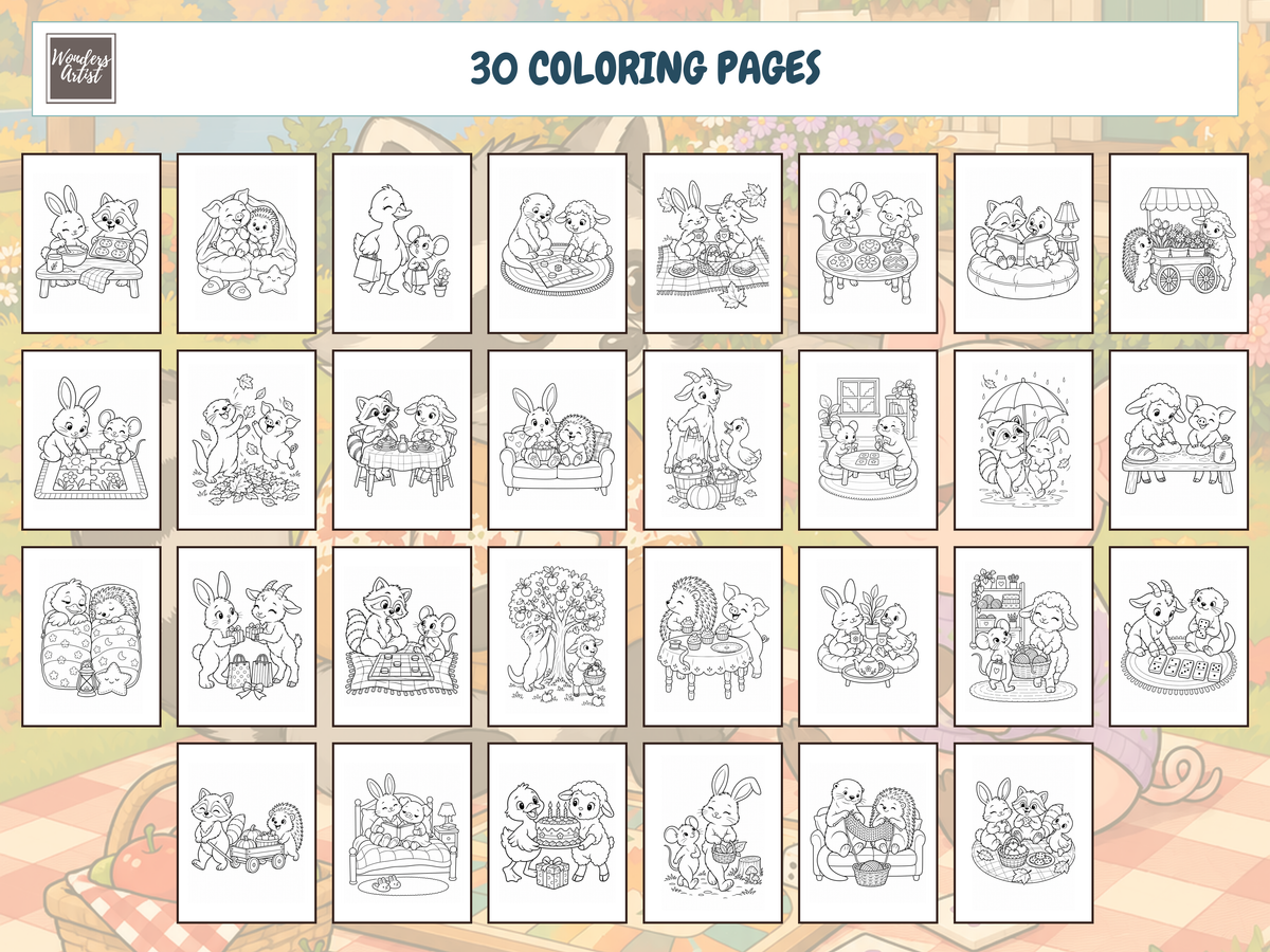 Cozy Animal Besties Coloring Book — all 30 coloring pages
