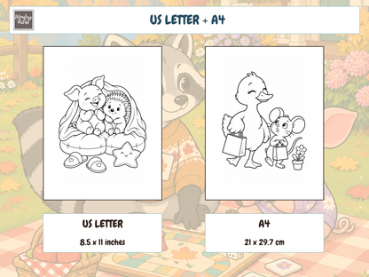 Cozy Animal Besties Coloring Book — print sizes