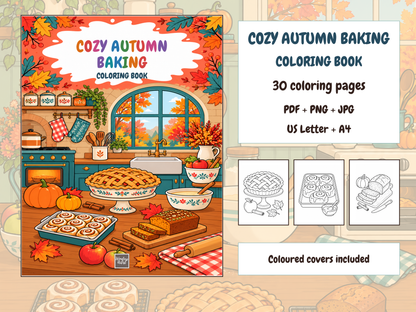 Cozy Autumn Baking Coloring Book — complete digital bundle
