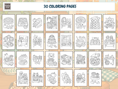 Cozy Autumn Baking Coloring Book — all 30 coloring pages