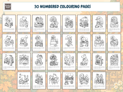 Cozy Autumn Color-by-Number Coloring Book — all 30 coloring pages