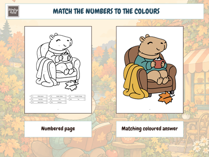 Cozy Autumn Color-by-Number Coloring Book — coloring page and answer