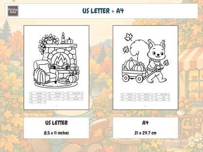Cozy Autumn Color-by-Number Coloring Book — print sizes