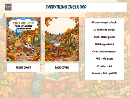 Cozy Autumn Color-by-Number Coloring Book — whats included