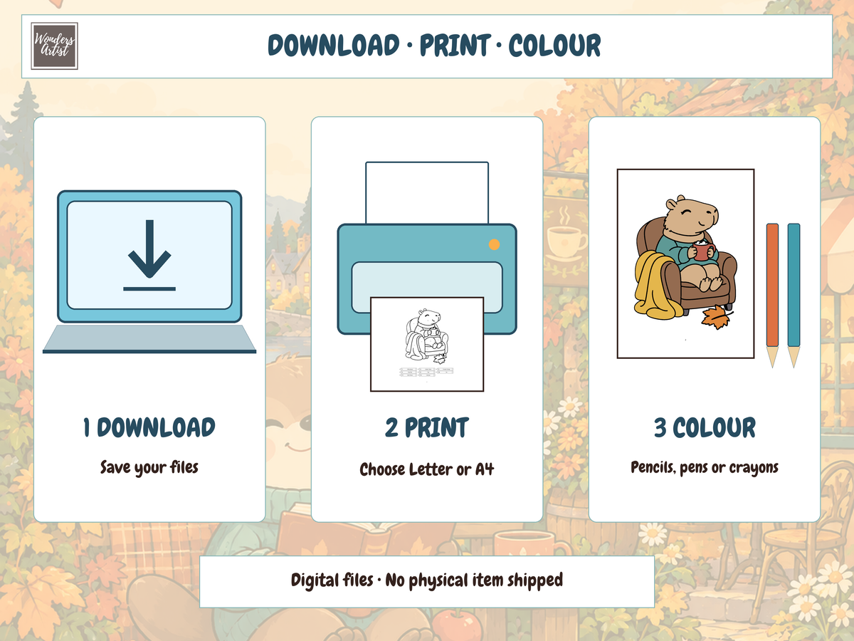 Cozy Autumn Color-by-Number Coloring Book — digital download