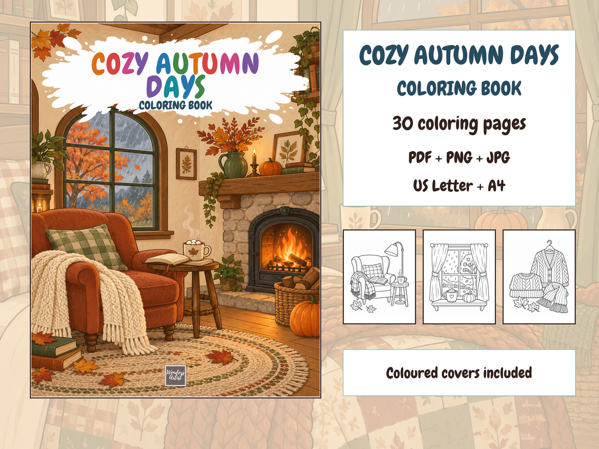 Cozy Autumn Days Coloring Book — bundle preview