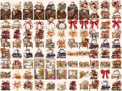 Cozy Books Watercolor Clipart - High - Quality Instant Digital Download for Creative Projects