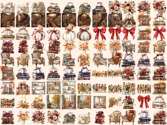 Libros acogedores de acuarela clipart