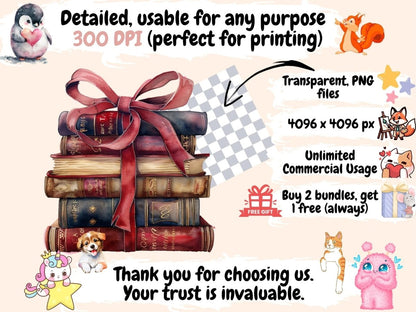 Cozy Books Watercolor Clipart book clipart - Wonders Artist