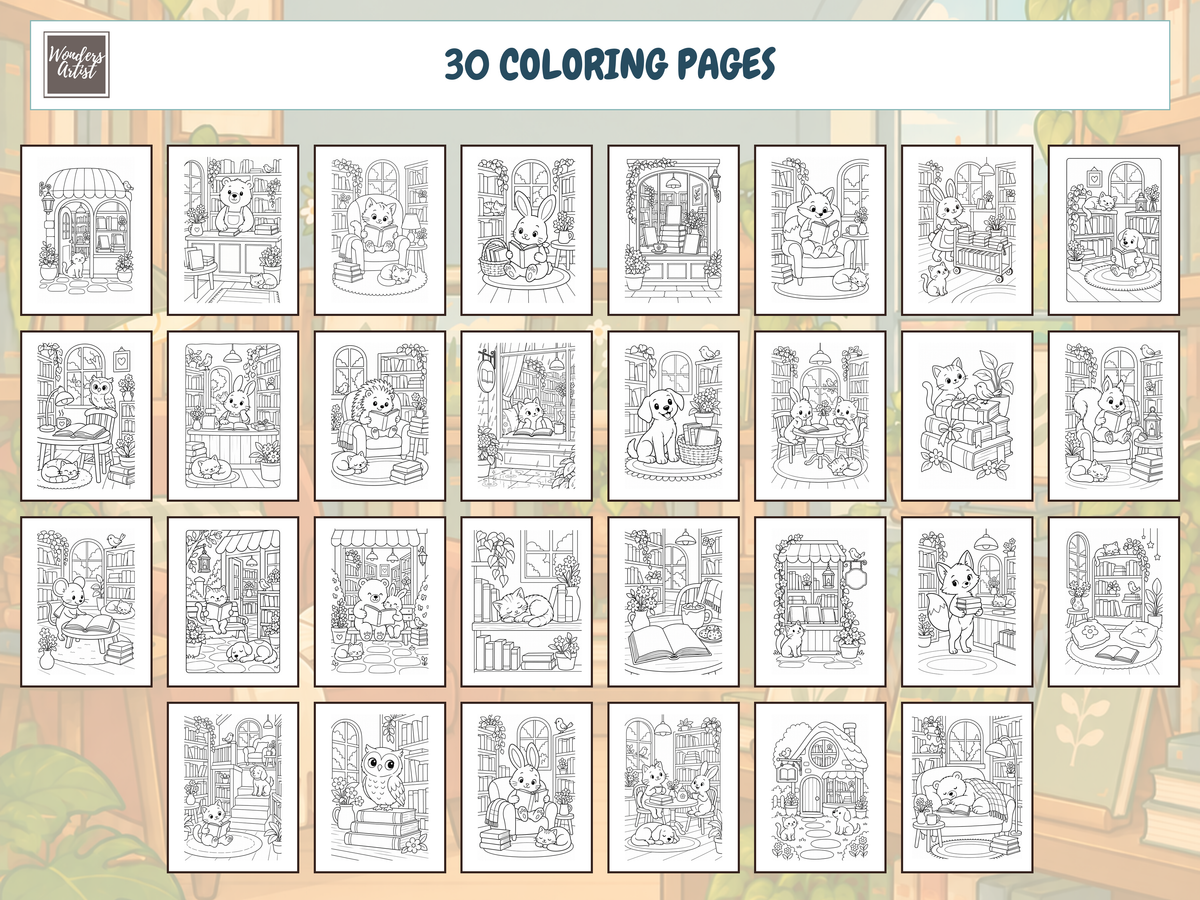 Cozy Bookshops Coloring Book — preview 2
