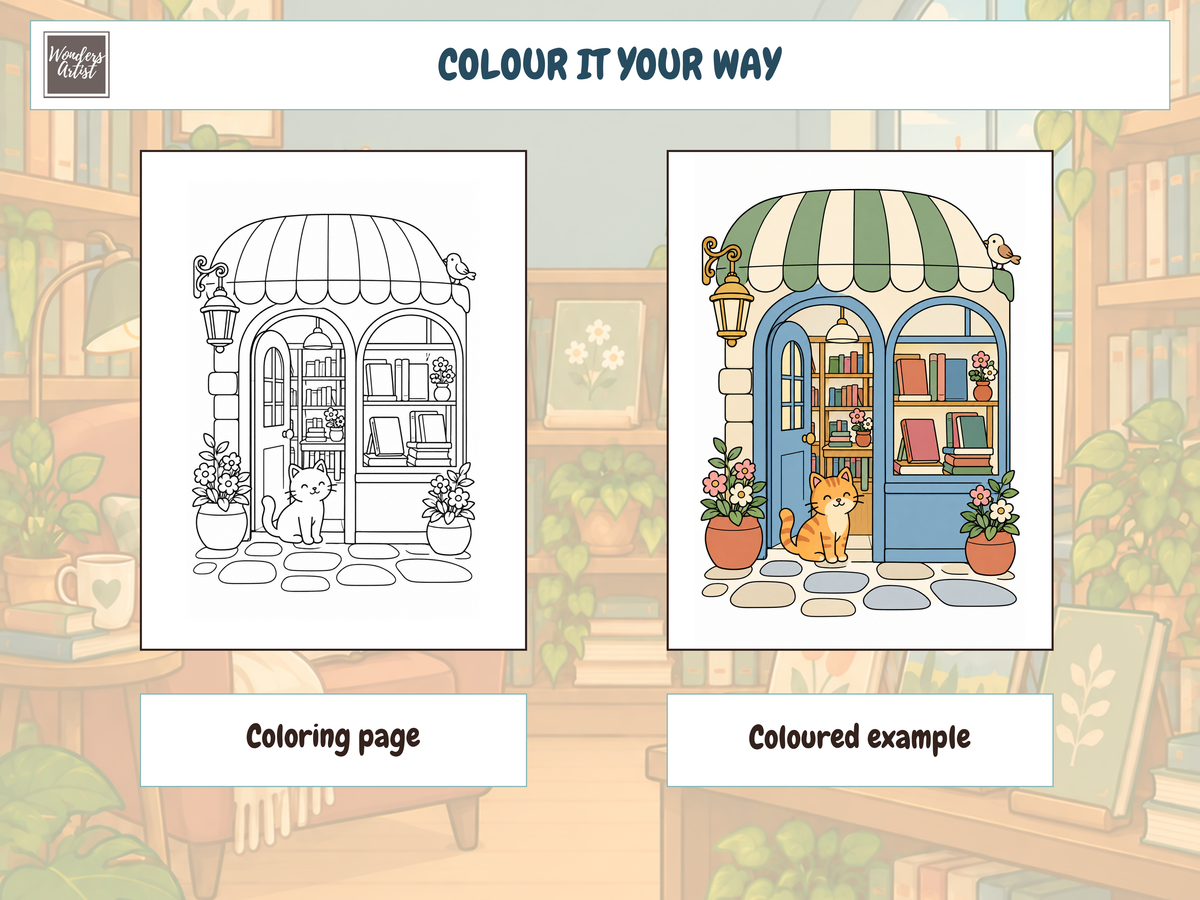 Cozy Bookshops Coloring Book — preview 3