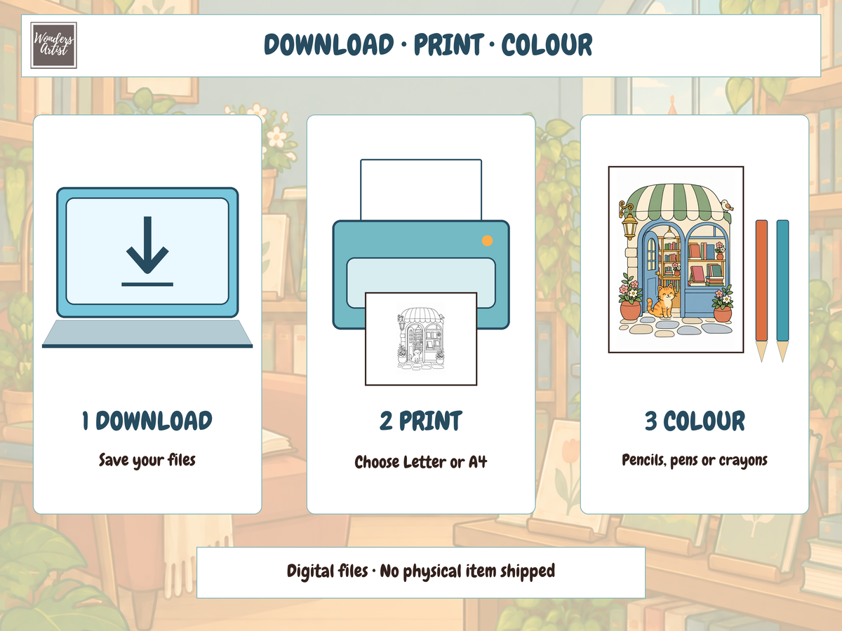 Cozy Bookshops Coloring Book — preview 6
