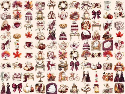 Cozy Burgundy Watercolor Clipart Autumn Burgundy Art - Wonders Artist