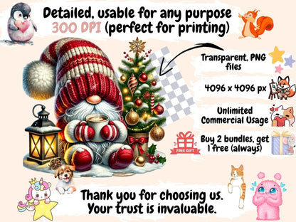 Cozy Christmas Gnomes Clipart Christmas Gnome Art - Wonders Artist
