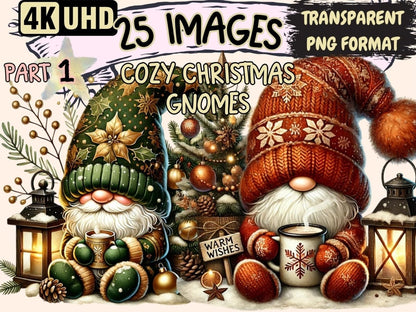Cozy Christmas Gnomes Clipart Christmas Gnome Art - Wonders Artist