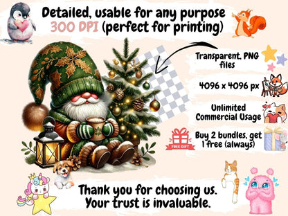 Cozy Christmas Gnomes (P2) Clipart Christmas Gnome Art - Wonders Artist