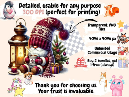Cozy Christmas Gnomes (P3) Clipart Christmas Gnome Art - Wonders Artist