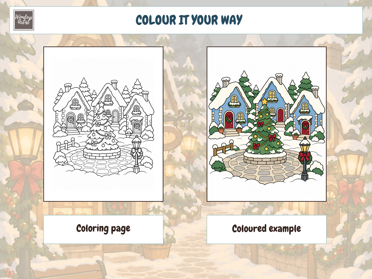 Cozy Christmas Village Coloring Book — preview 3