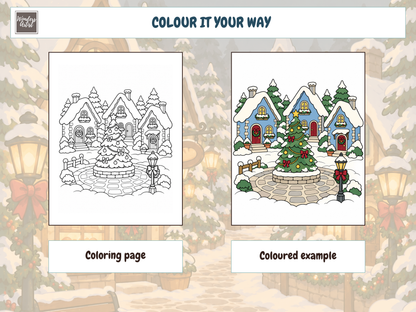 Cozy Christmas Village Coloring Book — preview 3