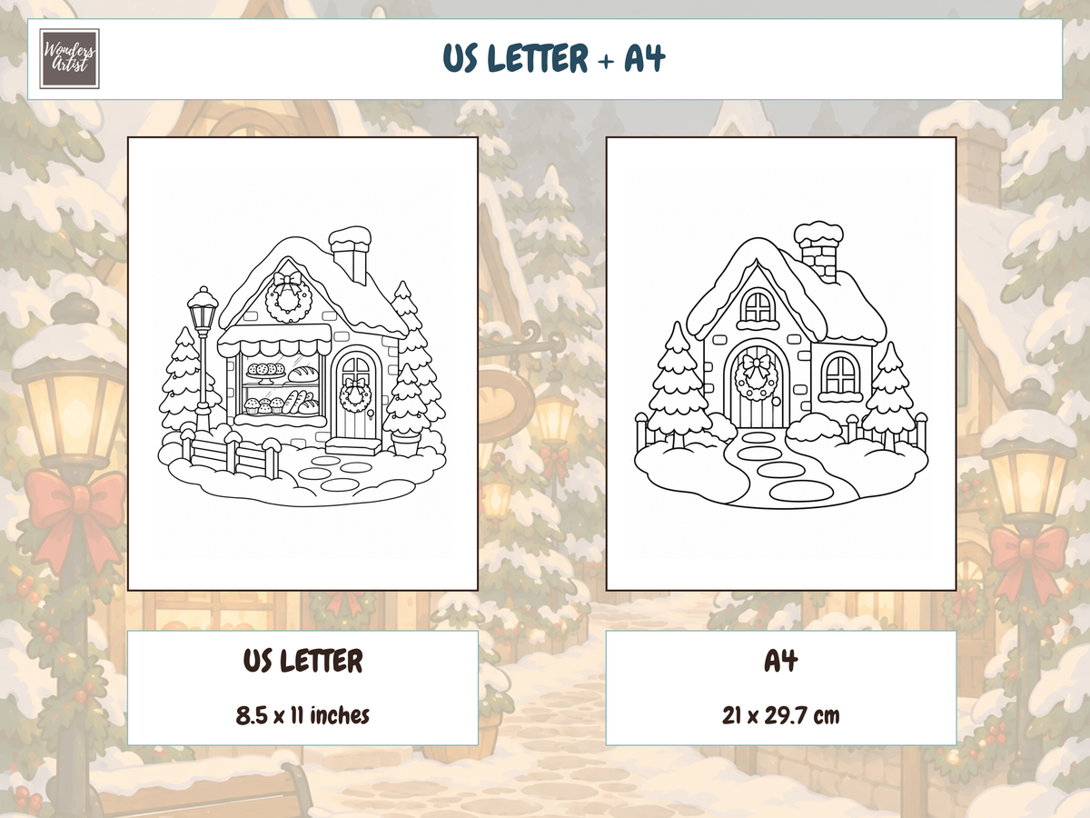 Cozy Christmas Village Coloring Book — preview 4