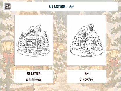 Cozy Christmas Village Coloring Book — preview 4