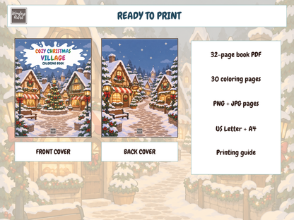 Cozy Christmas Village Coloring Book — preview 5