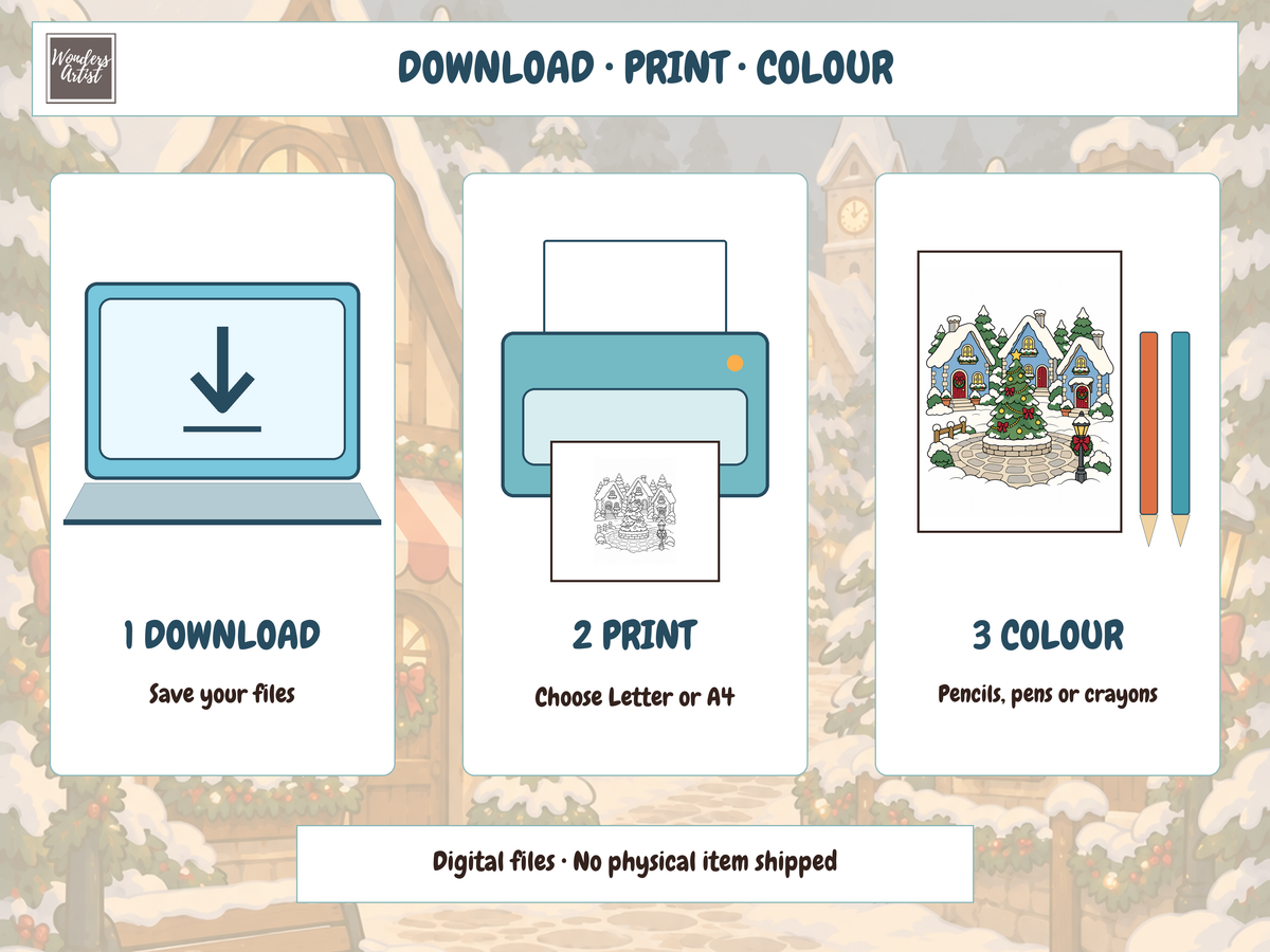 Cozy Christmas Village Coloring Book — preview 6