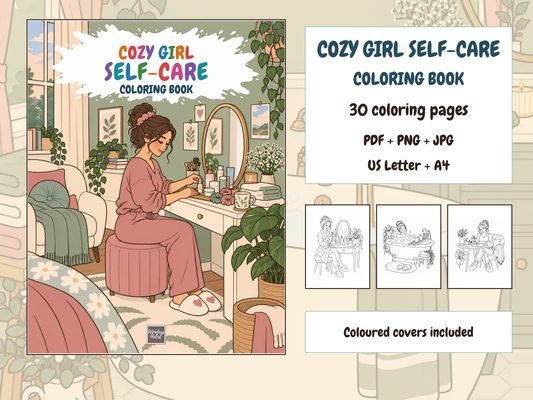 Cozy Girl Self-Care Coloring Book — bundle preview