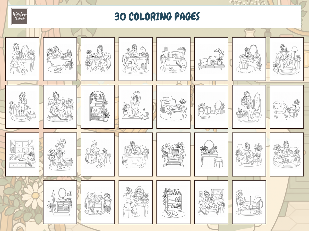 Cozy Girl Self-Care Coloring Book — preview 2