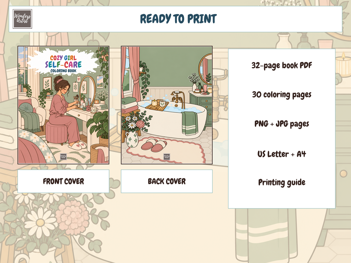 Cozy Girl Self-Care Coloring Book — preview 5