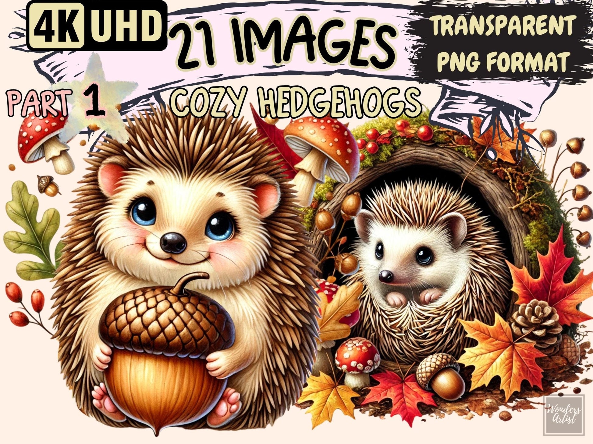 Cozy Hedgehogs Clipart - High - Quality Instant Digital Download for Creative Projects