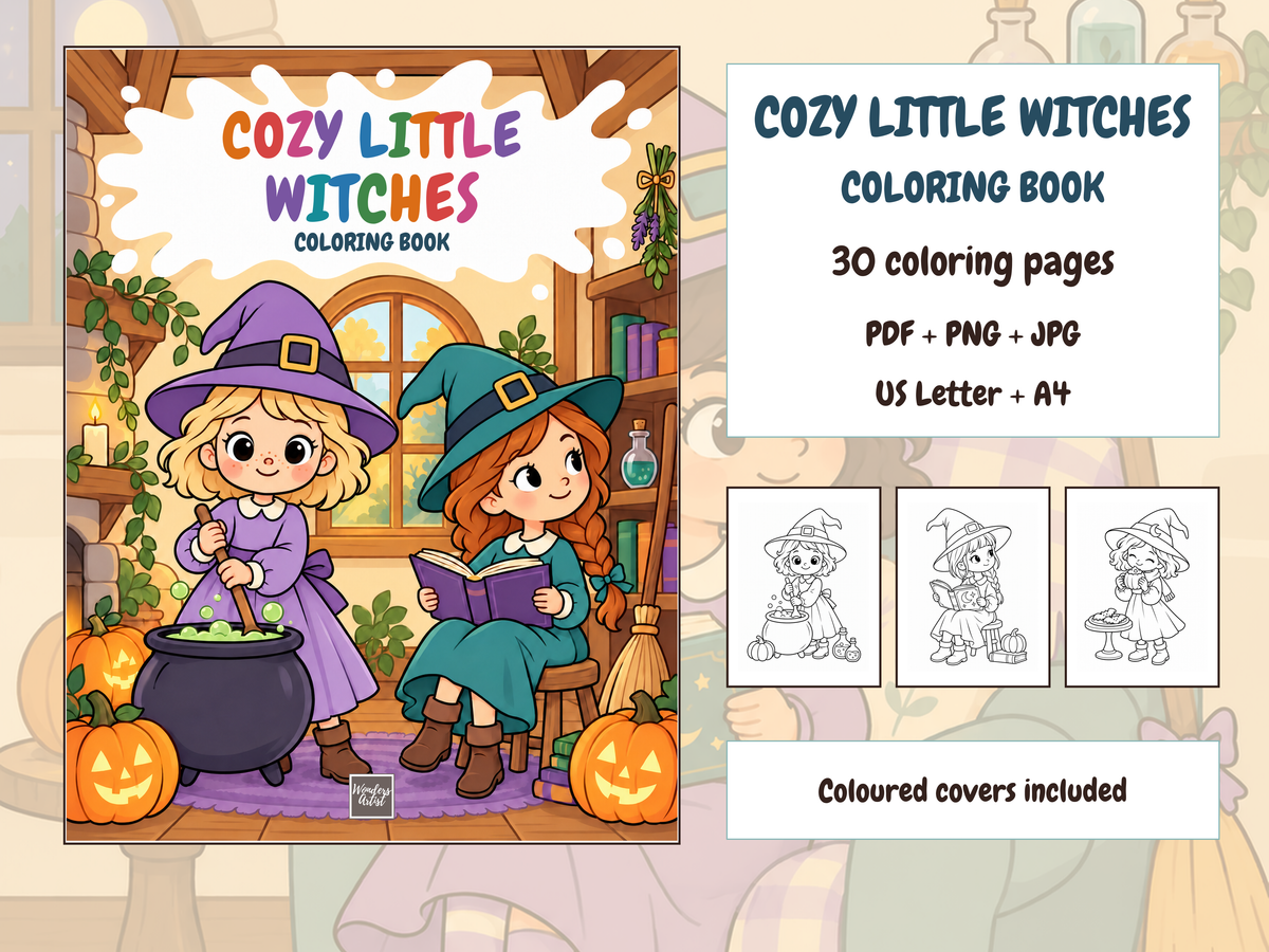 Cozy Little Witches Coloring Book — bundle preview