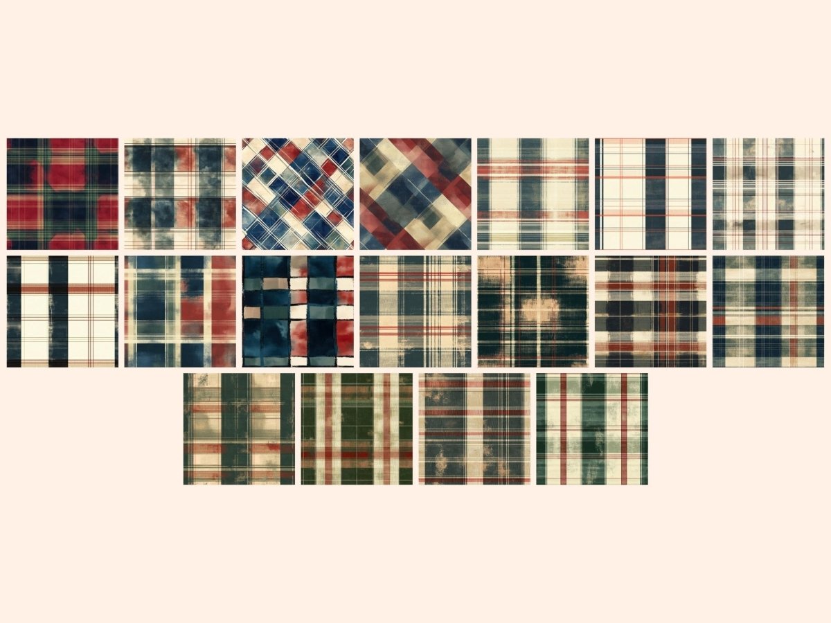 Cozy Plaid Seamless Pattern Digital Papers autumn digital checkered paper cozy plaid - WondersArtist