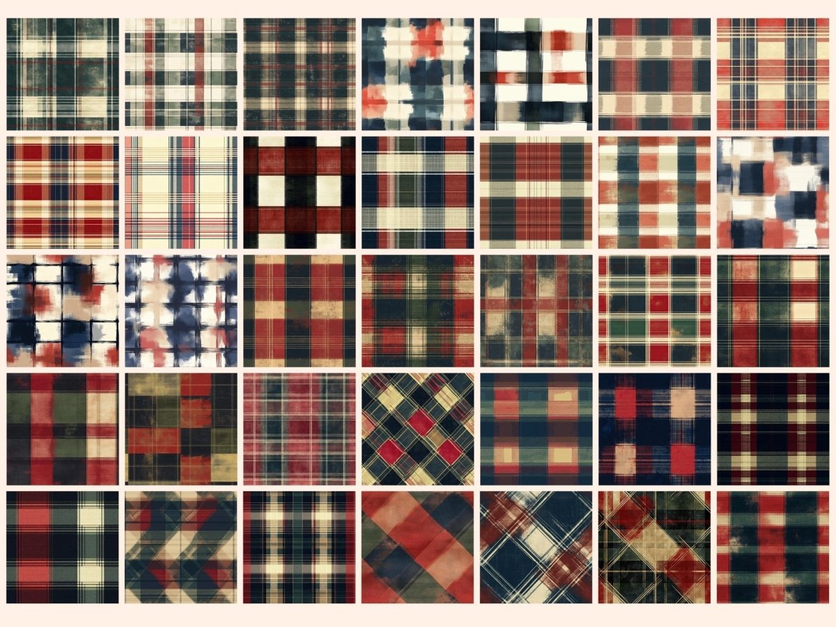 Cozy Plaid Seamless Pattern Digital Papers autumn digital checkered paper cozy plaid - WondersArtist