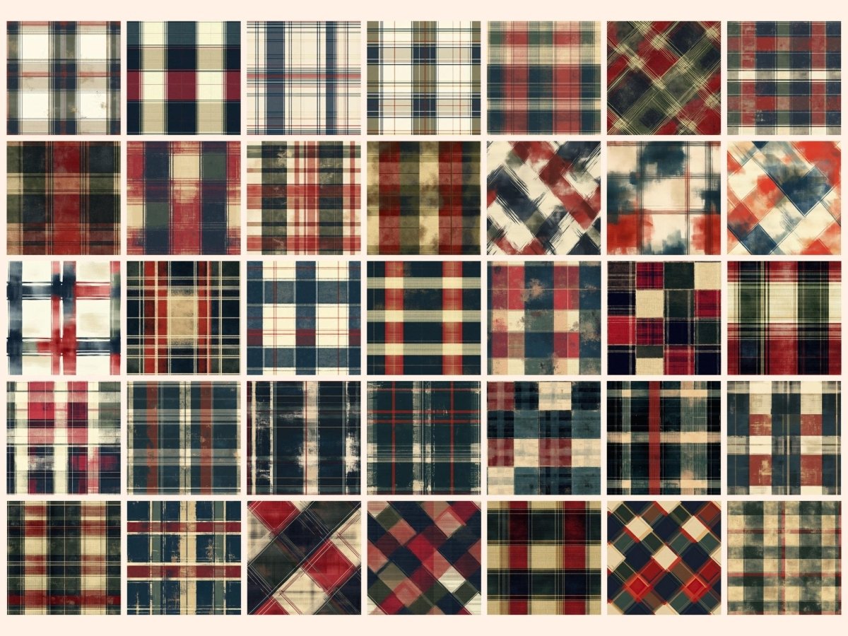 Cozy Plaid Seamless Pattern Digital Papers autumn digital checkered paper cozy plaid - WondersArtist