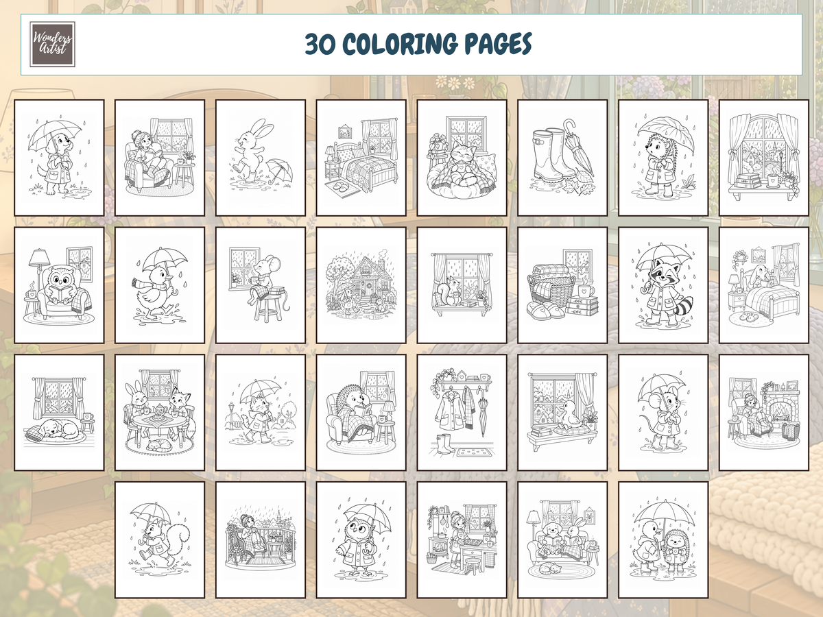 Cozy Rainy Days Coloring Book — preview 2