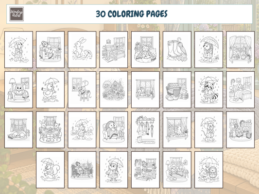 Cozy Rainy Days Coloring Book