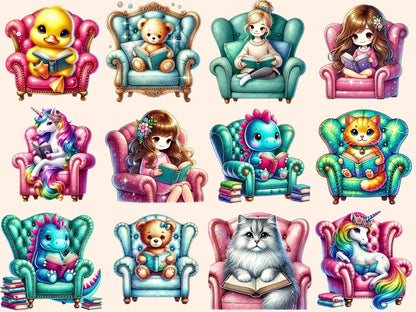 Cozy Readers Clipart book animals clipart - Wonders Artist