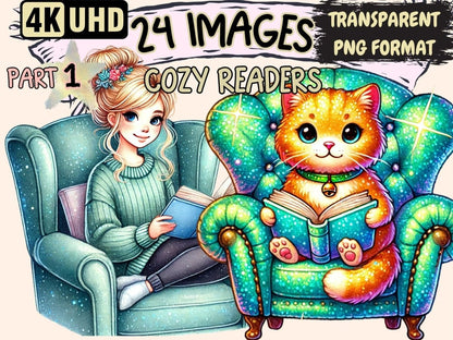Cozy Readers Clipart book animals clipart - Wonders Artist